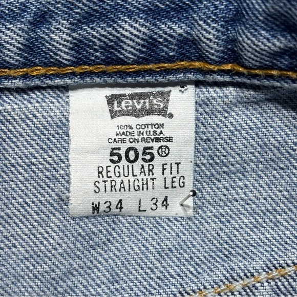 Vintage Levi's Jeans Mens 34 505 Straight Light Wash Bat Wing Streetwear Casual - Picture 2 of 4